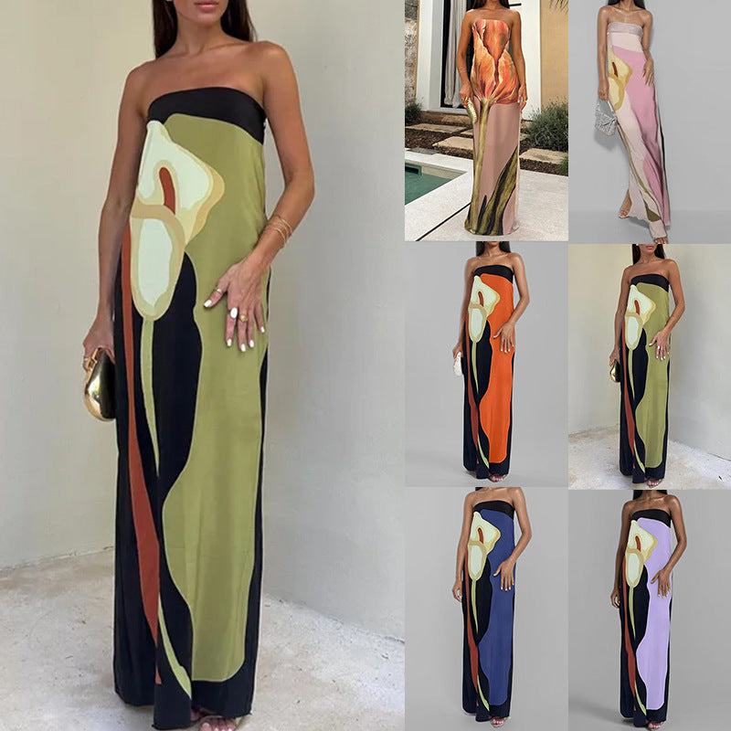 Women's V-Neck Floral Print Maxi Dress — Elegant Fit & Flare Long Dress with Wrap Neckline, Fitted Waistband & Flutter Sleeves, Boho Summer Evening Dress S–XXXL in 16 Prints