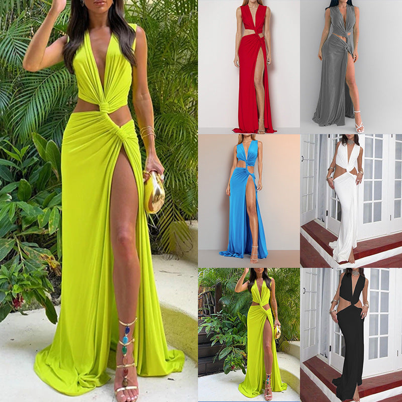 Women's V-Neck Floral Print Maxi Dress — Elegant Fit & Flare Long Dress with Wrap Neckline, Fitted Waistband & Flutter Sleeves, Boho Summer Evening Dress S–XXXL in 16 Prints