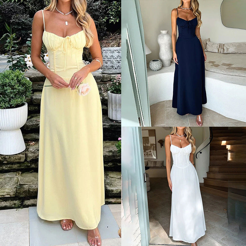 Women's V-Neck Floral Print Maxi Dress — Elegant Fit & Flare Long Dress with Wrap Neckline, Fitted Waistband & Flutter Sleeves, Boho Summer Evening Dress S–XXXL in 16 Prints